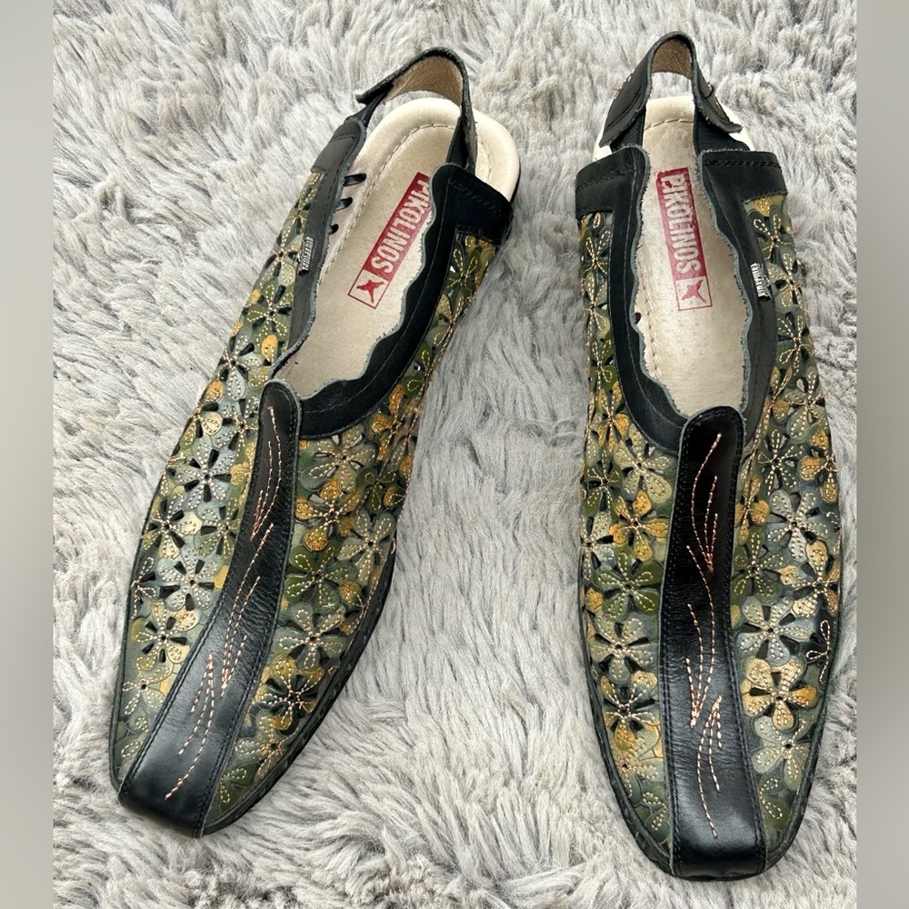 PIKOLINOS Romana Slingback - Floral Laser Cut Leather - Made in Italy EU 41 - Picture 2 of 9